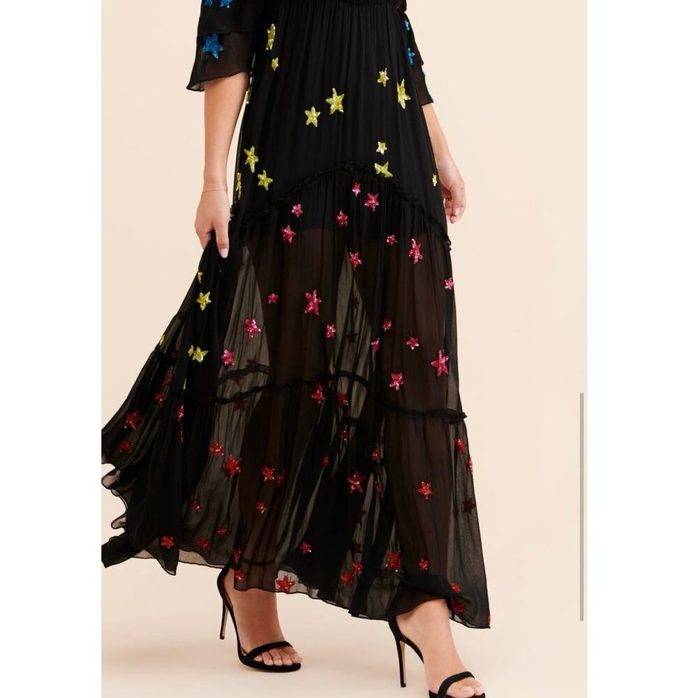 Rococo Sand Etoile Sequin Star Maxi Dress Stars in Her Eyes Anthropologie - Sz S - Picture 2 of 8